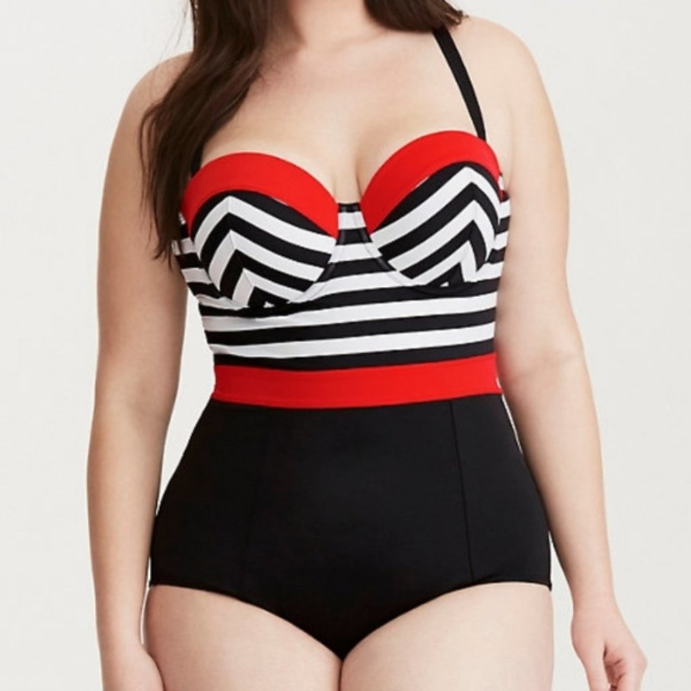 Torrid COLOR BLOCK ONE PIECE SWIMSUIT